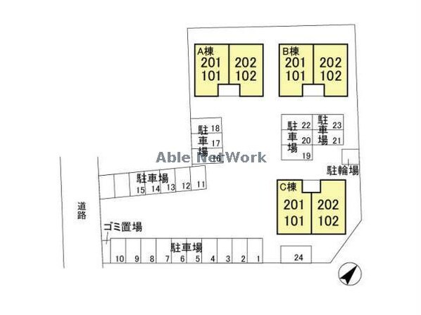 プラザハイツⅡ　A/B/C（高崎市棟高町）の物件外観写真